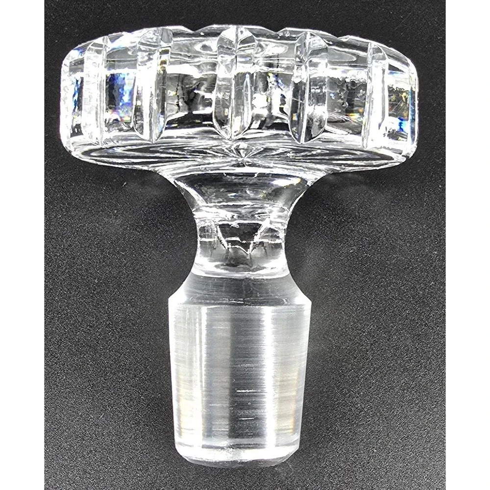 Vintage German Heavy Crystal Whiskey Decanter Square‎ Grids w/ Stopper 3.5x9.5